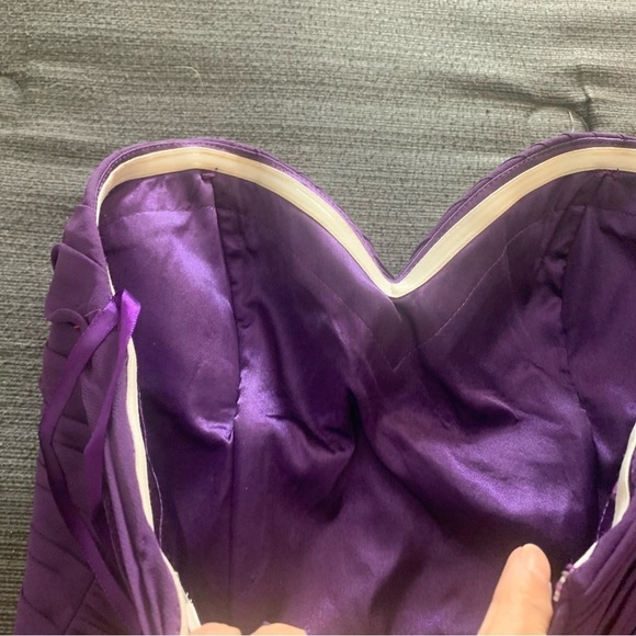 New May Queen Strapless Maxi Dress Gown Corset Top Evening Prom Purple Plum 10 - Picture 11 of 16